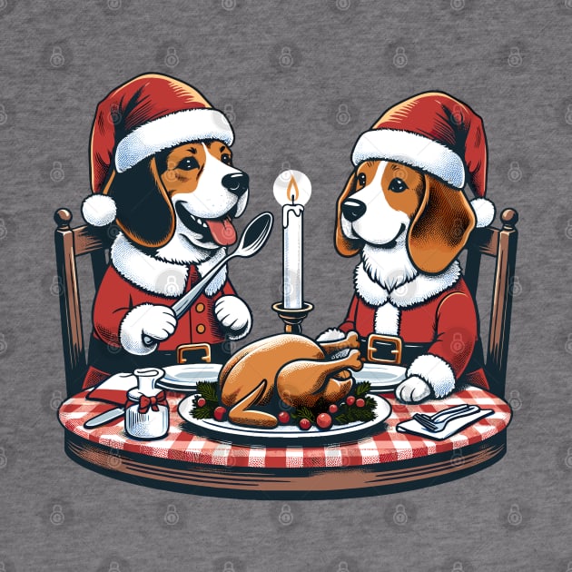 Beagle Dogs Christmas Meal by Graceful Designs